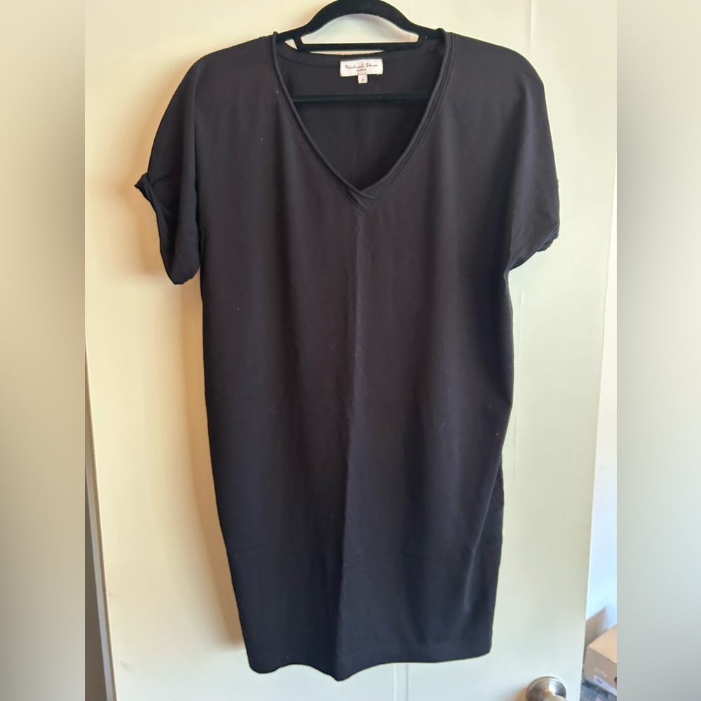 Michael Stars Black V-Neck T-Shirt Dress